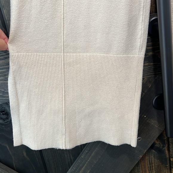 Wide Leg High Waist Pants L Cream Ribbed Boho Stretch Sweatpants Drawstring - Picture 3 of 8